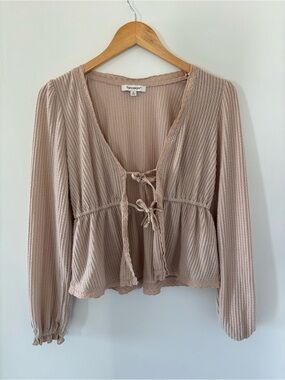 Francesca’s Tan Tie Up Detailed Top